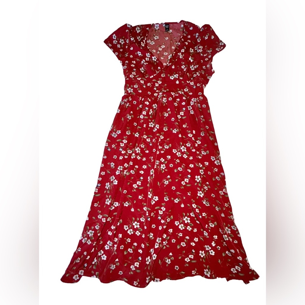 Emery Rose Dark Red Floral Dress Size XL